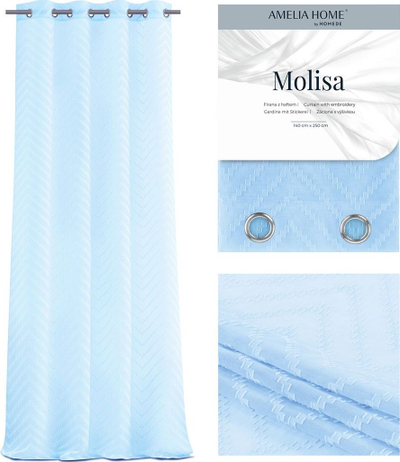 Perde dite AmeliaHome Molisa, 270 x 140 cm, me unaza, blu e çelët