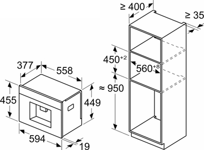 Qendër kafeje e integrueshme Bosch Series 8 CTL7181B0, automatike, Pro 2 Cup, e zezë