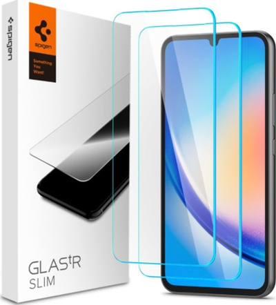 Mbrojtëse ekrani Spigen GLAS.tR Slim për Samsung Galaxy A34 5G, xham i temperum, 2 copë, transparente