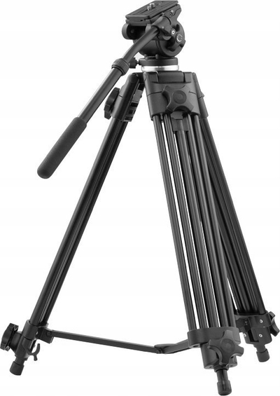 Tripod video Freepower 13356234, kokë fluide, alumini, i zi
