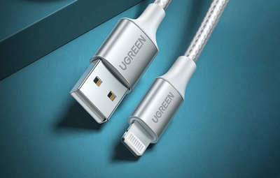Kabllo UGREEN UGR1458 USB A me Lightning, 1.5 m, 2.4A, ngjyrë argjendi