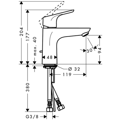 Rubinet lavamani Hansgrohe Focus 31603000, me një levë, krom i shndritshëm