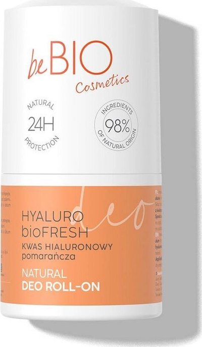 Deodorant roll-on BeBIO Hyaluro BioFresh, acid hialuronik, 50ml, portokalli