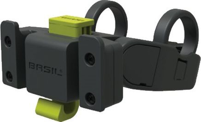 Mbajtëse timoni biçiklete Basil BAS 70177, për sistem Klickfix, diametër 25–31.8 mm, e zezë