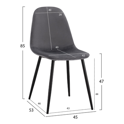 Set ngrënieje 5-pjesësh me karrige velvet Φ90x74Hcm (HM11095.01), gri