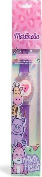 Gloss buzësh për fëmijë Martinelia My Best Friends Watch, me shkëlqim, dizajn ore, shumëngjyrësh
