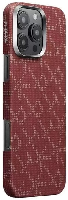 Mbulesë telefoni PITAKA Tactile Woven Case PTK, për iPhone 16 Pro Max, fibra aramid, e kuqe me ar