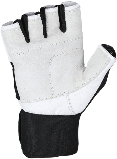 Doreza fitnesi Mittens HMS RST04, mbajtëse për kyç, kapje me silikon, bardh e zi