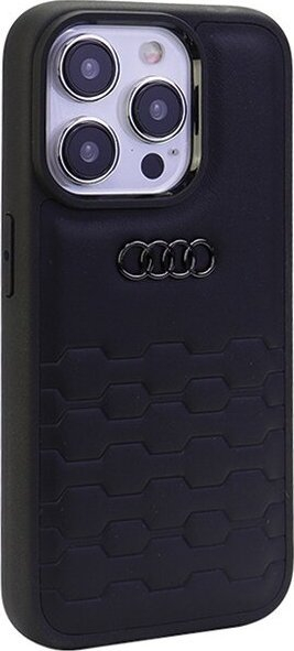 Kllëf telefoni Audi GT Leather Hard Case për iPhone 15 Pro Max 6.7", me MagSafe, i zi