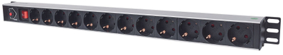 Shirit prizash vertikal Intellinet Network Solutions 714044, 12 dalje Schuko, kabllo 1.6 m, i zi