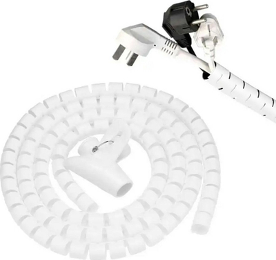 Organizues kabllosh AG873A, spirale 2m, plastikë PP, i bardhë