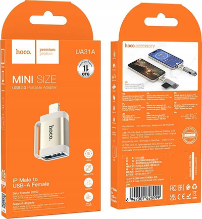 Adapter Lightning në USB Hoco UA31A, OTG, 480 Mbps, gri
