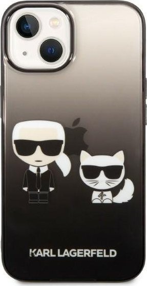 Kapak telefoni Karl Lagerfeld Ikonik Karl &amp; Choupette, për iPhone 14 Plus 6.7\", hardcase, gradient i zi