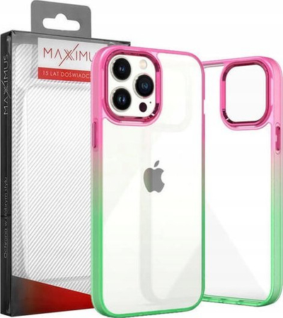 Kapak telefoni MX Rainbow për iPhone 15 Pro Max, 6.7", transparent, rozë jeshile