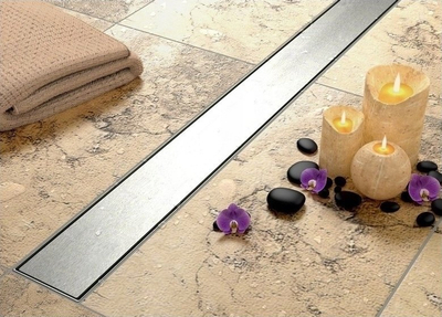 Kanal linear dushi Hydroland Linear Drainage Sleek 800, 80 cm, çelik inox, argjendtë