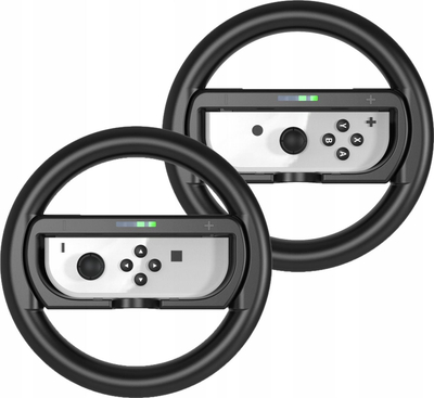 Set aksesorë JYS për Nintendo Switch OLED, 2 timona, grip 2 në 1, i zi