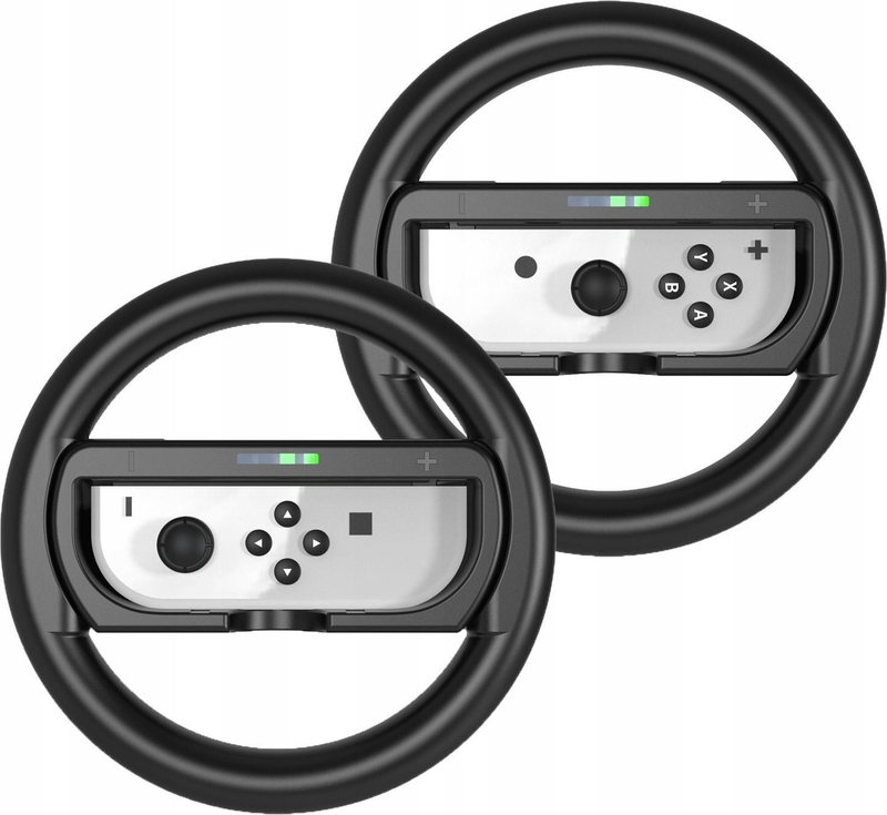 Set aksesorë JYS për Nintendo Switch OLED, 2 timona, grip 2 në 1, i zi