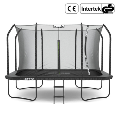 Trampolinë kopshti Zipro JumpPro Quadro, 366 x 244 cm, 150 kg, e zezë