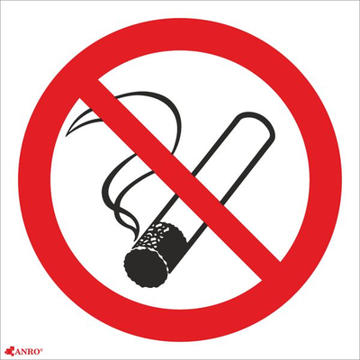 Shenjë “Mos pi duhan” Anro No Smoking, 150x205mm, paketim me 5 copë, e kuqe me të bardhë