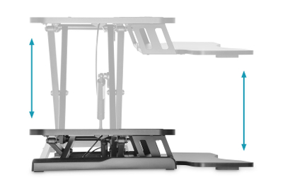 Shtesë tavoline Digitus Ergonomic Workspace Riser, 95x62 cm, lartësi që e çon vetë nga 10 në 50 cm, e zezë
