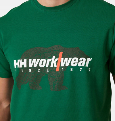 Bluzë Helly Hansen Workwear me logo, pambuk organik, madhësia 2XL, e gjelbër