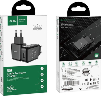Полнач за мрежа Hoco N2 Vigour, USB 5V 2A, црн