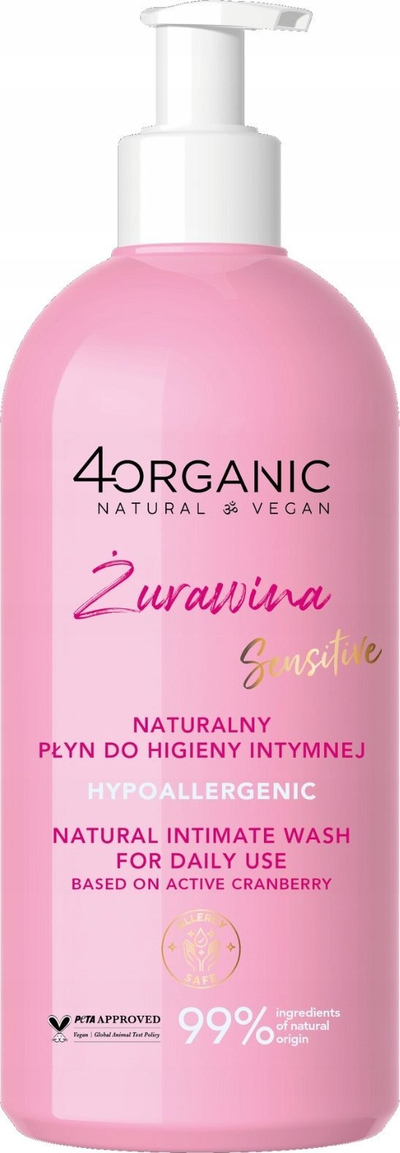 Лосион за интимна нега 4organic Natural Intimate Care Cranberry, 350 ml