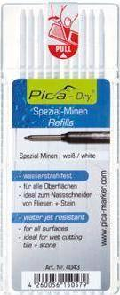 Refill për laps automatik Pica Dry Special Water Jet Resistant, sete 10 mina, të bardha