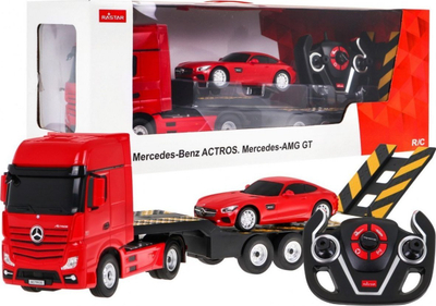 Makina me telekomandë Rastar Mercedes-Benz Actros dhe AMG GT, set 2 copë, shkalla 1:24, shumëngjyrëshe