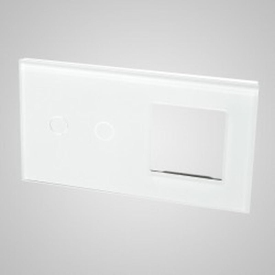 Panel xhami elektrik Touchme Large, 86x158mm, buton i dyfishtë, i bardhë