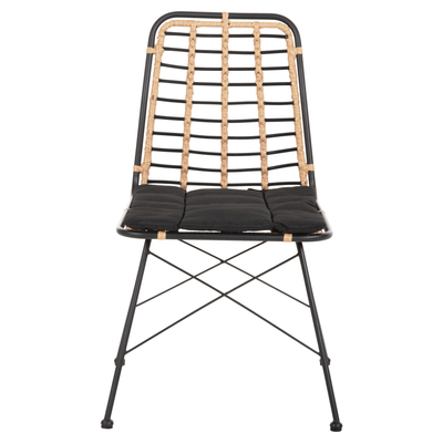 Karrige ngrënieje Allegra HM5691.11, metal dhe ratan sintetik, 51x54x84 cm, bezhë e zezë