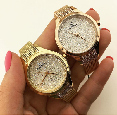 Orë për femra Festina/Swarovski, e artë