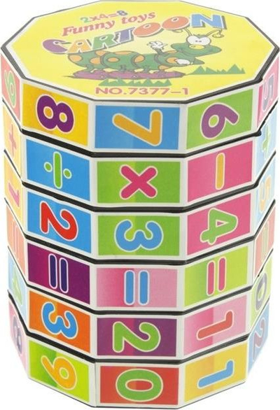 Lodër mësimi cilindër për matematikë, numra dhe veprime të thjeshta, me shumë ngjyra