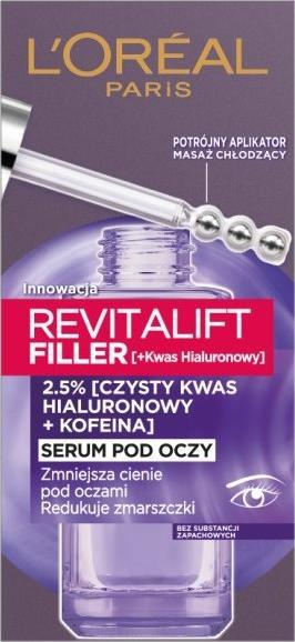 Serum për sy L'Oreal Paris Revitalift Filler, kundër rrudhave dhe qarqeve të errëta, 20ml