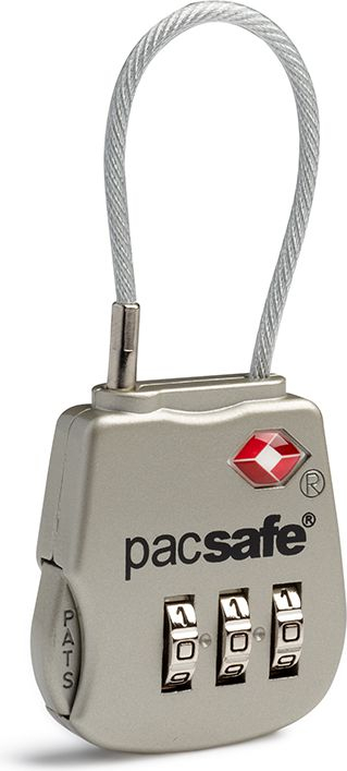 Dry TSA Pacsafe Prosafe 800, me kombinim 3 shifror, me kabllo metalike, ngjyrë argjendtë