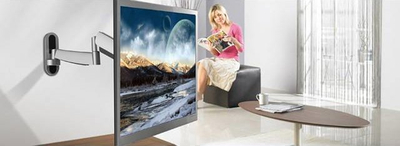 Mbajtëse muri TV Speaka SuperFlex, 26"-47", rrotulluese, argjend me të zezë