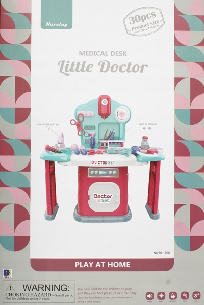 Set lojrash doktori MEGA CREATIVE Little Doctor 500759, tavolinë mjekësore, me dritë edhe zë, rozë me blu marin