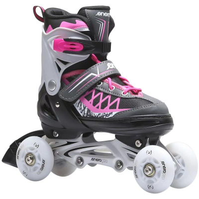 Patina inline Enero PRO LED 4 në 1, të rregullueshme 30-33, me LED, rozë me të zezë