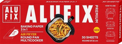Хартија за печење ALUFIX Premium 3 in 1, кружна 36 cm, 30 парчиња