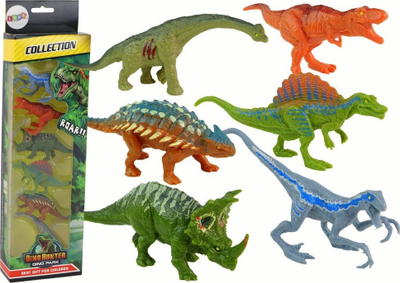 Set lodrash Dino Hunter Dinosaurs, 6 figura dinozaurësh, shumëngjyrëshe