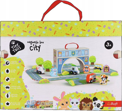 Lodër druri magnetike Trefl City Box, 14 copa, shumëngjyrëshe