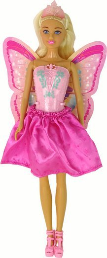 Kukull zanë Anlily Flower Fairy Leantoys, trup që lëviz, krahë rozë, fustan rozë