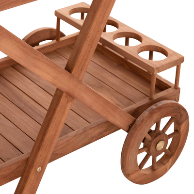 Karrocë servirjeje Alfred HM4579, dru teak, 86x56x80cm, ngjyrë natyrale