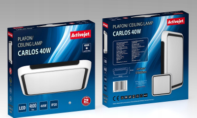 Plafonier tavoni Activejet, 40W LED, dritë e bardhë neutrale, e zezë e bardhë