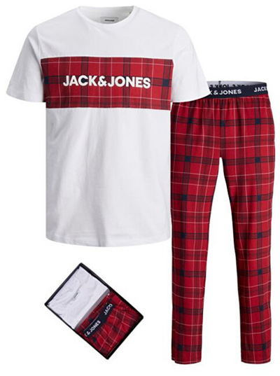 Set pizhame Jack & Jones JACTRAIN mJC1045, të kuqe/bardha, XXL