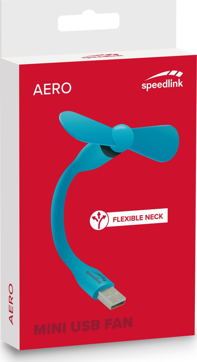 Ventilator USB Speedlink Aero Mini, port USB A, qafë e lëvizshme, blu