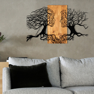 Dekor muri HomeMarkt Illusion HM4803, dru dhe metal, 92x58cm, ngjyrë natyrale