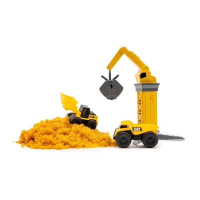 Set lodrash ndërtimi Caterpillar CAT Little Machines Ground Crew, mini makina, me vinç, i verdhë