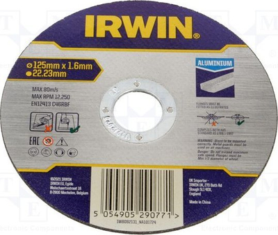 Disk prerës për alumin Irwin, 125 mm, 1.6 mm