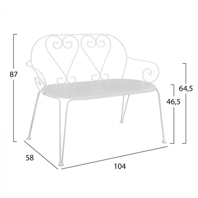 Stol metalik Amore 104×58×87 cm (HM5014.02), bardhë